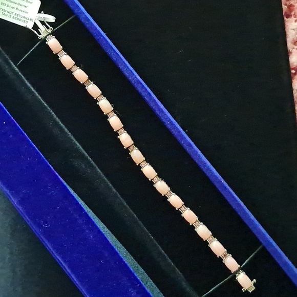 Peruvian Pink Opal & Orissa Rhodolite Garnet Tennis Link Style Bracelet. - Picture 1 of 11